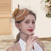 Vintage Style Pillbox Hat with Faux Pearls Mesh Feather Decor Hair Topper Headwear Weddings Events Hair Accessories