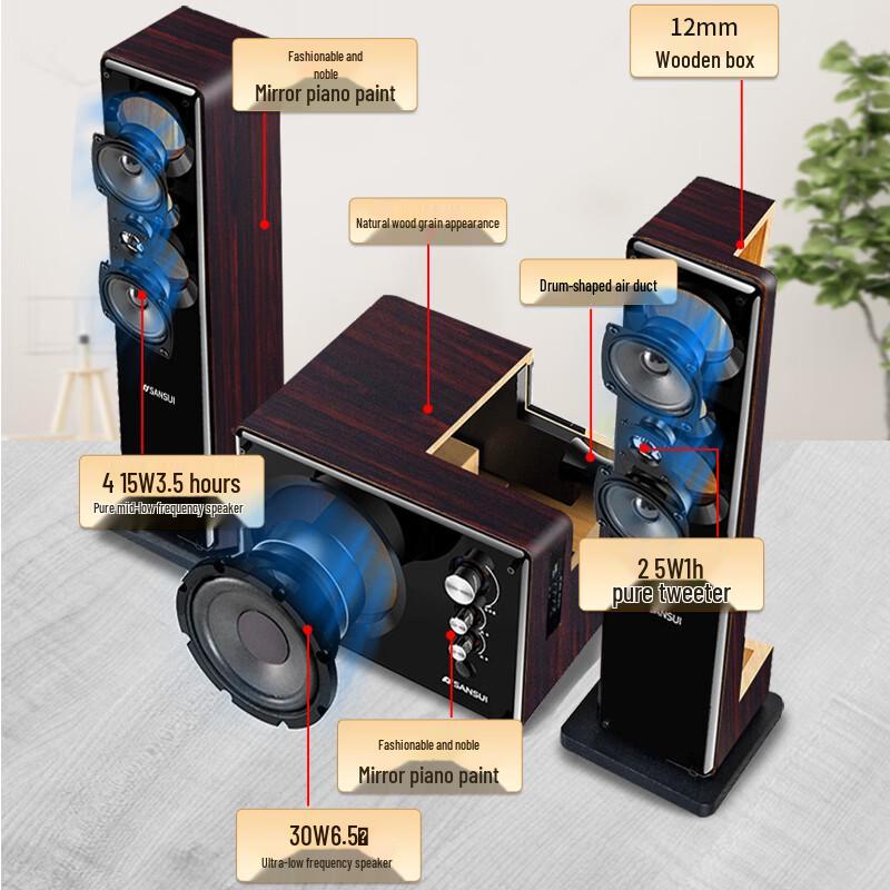 SANSUI Активная Bluetooth Домашний кинотеатр и Караоке Акустическая система