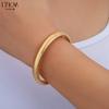 Vintage Gold Color Bangles for Women Chunky Stretch Thick Metal Wide Wristband Bracelets Set Fashion Unisex Jewelry Gifts 2024