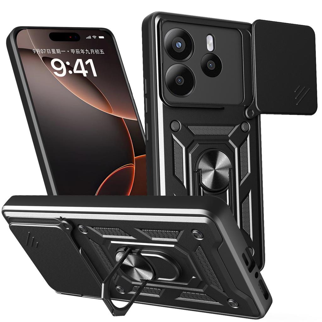AMORUS For Xiaomi Redmi Note 14 5G Case Kickstand PC+TPU Phone Cover with Camera Lens Slider