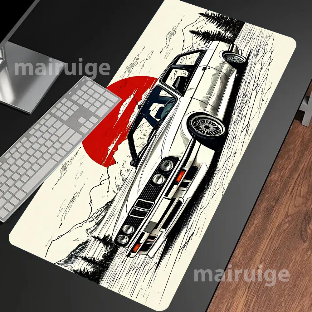 Vintage Classic Car Anime Mouse Pad Large Computer Office Game Table Mat Rubber Anti-slip Stitched Keyboard Mats 90x40 Desk Pads