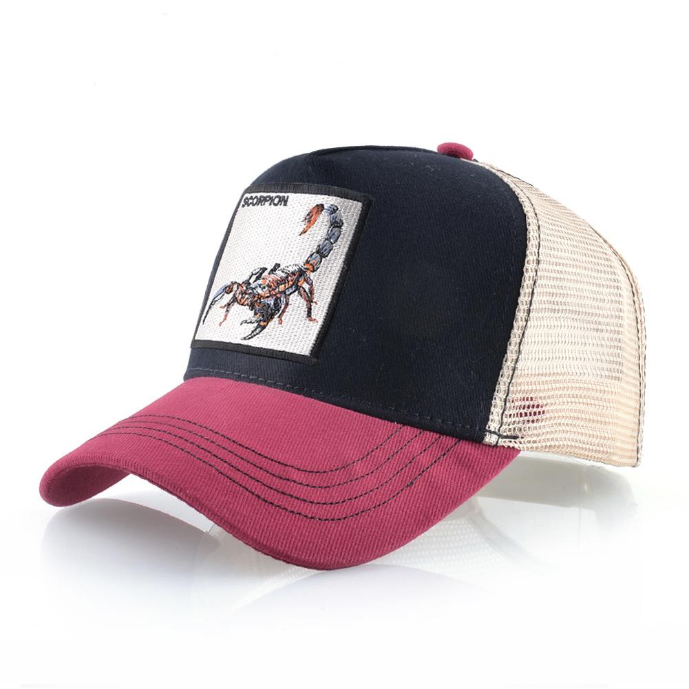 Кепка Тракер Четыре Сезона Мужская Женская Snapback Хип-Хоп Бейсболка С вышивкой скорпион нашивка Регулируемый козырек