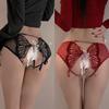 Lace Open-Crotch Thong: Sexy Low-Waist Temptation with Bowknot Detail