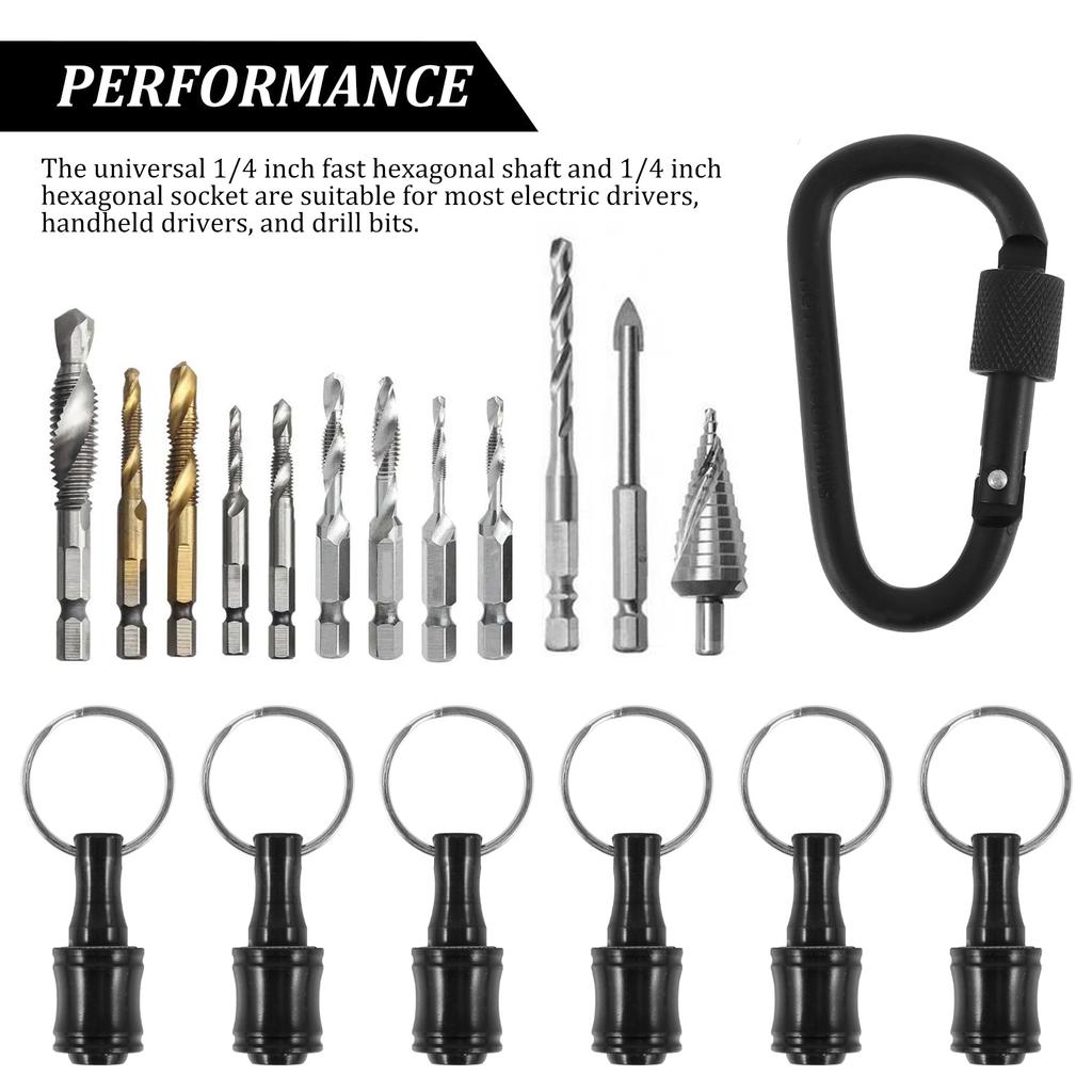12/18/24Pcs 1/4” Hex Shaft Screwdriver Bit Holder Portable Screwdriver Bit Holder Extension Bar Keychain Screw Adapter for Drill