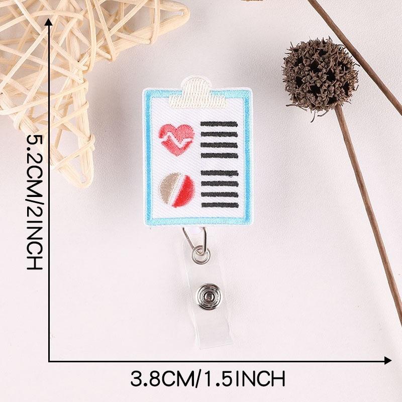 Creative Embroidery Badge Reels for Nurses Doctors Cute Smiling Face Embroidery Work Card Holder Hospital Supplies