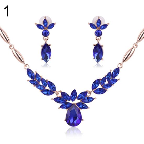 Женский горный хрусталь цветок кулон сплав ожерелье серьги свадебный комплект ювелирных изделий