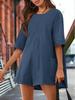 Women's Athletic Romper Short Sleeve Oversized Summer Jumpsuit with Pockets