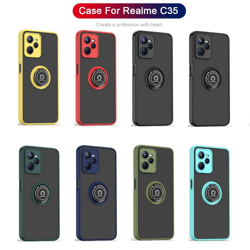 KEYSION Модный матовый чехол для Realme C35, прозрачный противоударный чехол-подставка для телефона, задняя крышка для OPPO Realme 9 5G 9 Pro + Plus