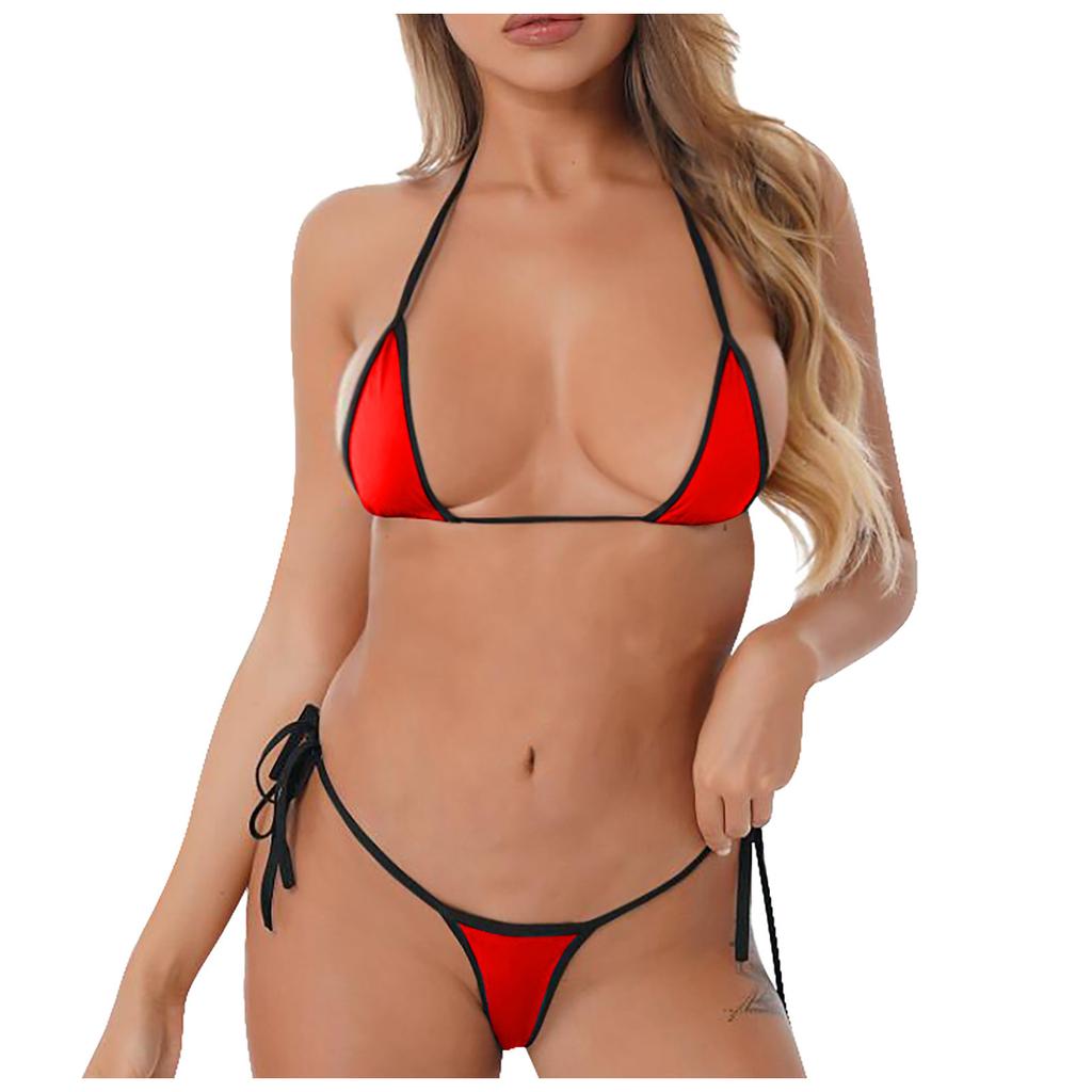 Женское сексуальное бикини с разрезом, эротическое нижнее белье (Без накладок для груди)