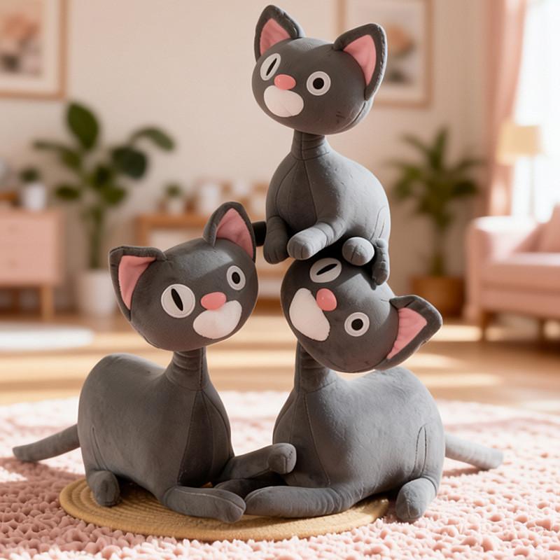 Плюшевая игрушка-кошка с длинной шеей и мягкой кристаллической тканью в подарок для девочек и коллекционеров