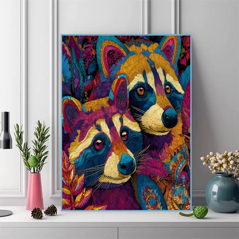 Two raccoons Pattern 3pcs 100% Round Full Drill 5D DIY Diamond Painting Embroidery Cross Stitch Rhinestone Décor