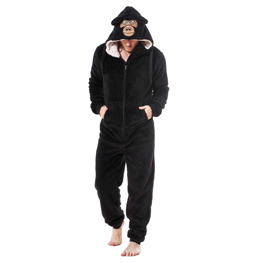 Keanu Mens Gorilla Head Fleece Jumpsuit
