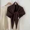 100% Pure Wool Women's Triangle Shawl: Knitted Scarf, Solid Color, High-End and Versatile Neck Warmer