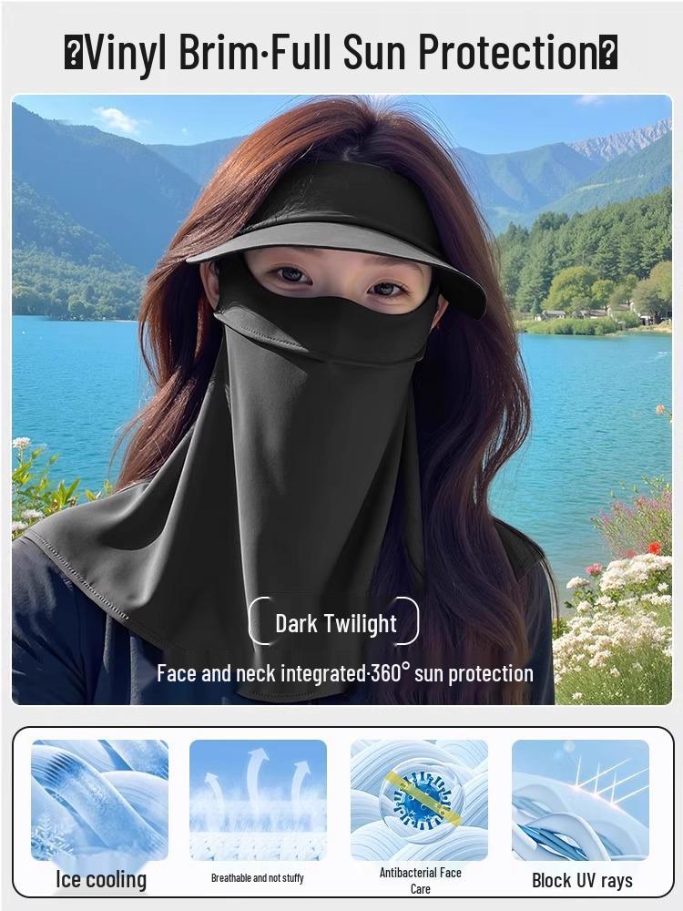 Women's Full Face Anti-UV Sunscreen Mask with Neck Protection - 2025 Summer Cycling Facekini