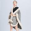 New Fashion Winter Leopard Cloak Warm Thick Coat Plus Size Poncho Women Faux Fur Collar Cape Big Pendulum Outside Streetwear