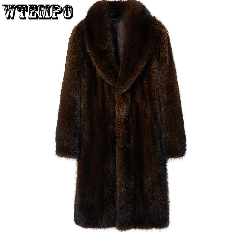 Норковая искусственная кожаная шуба мужская имитация норки для рыбалки мужская цельная норка повседневный деловой мех длинный отрезок норковый бархатный мех