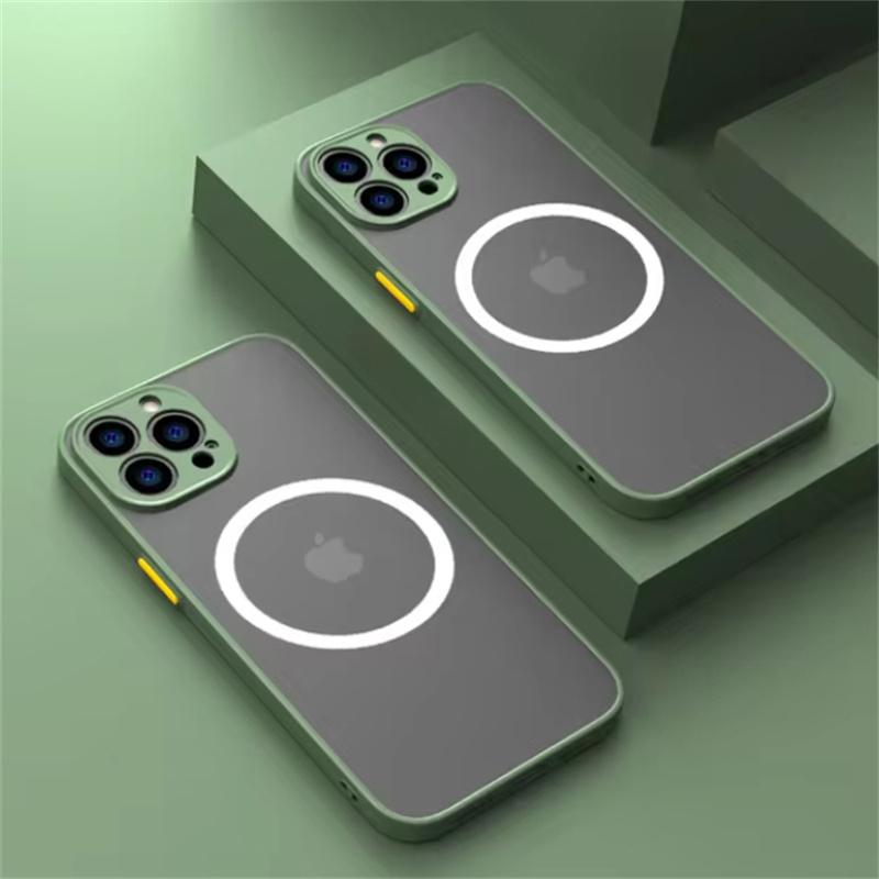 Ударопрочный чехол для iPhone 16 Pro Max 15 14 13 12 11 ProMax Mini Plus Телефон Магнитная беспроводная зарядка для Magsafe Жесткий задний чехол