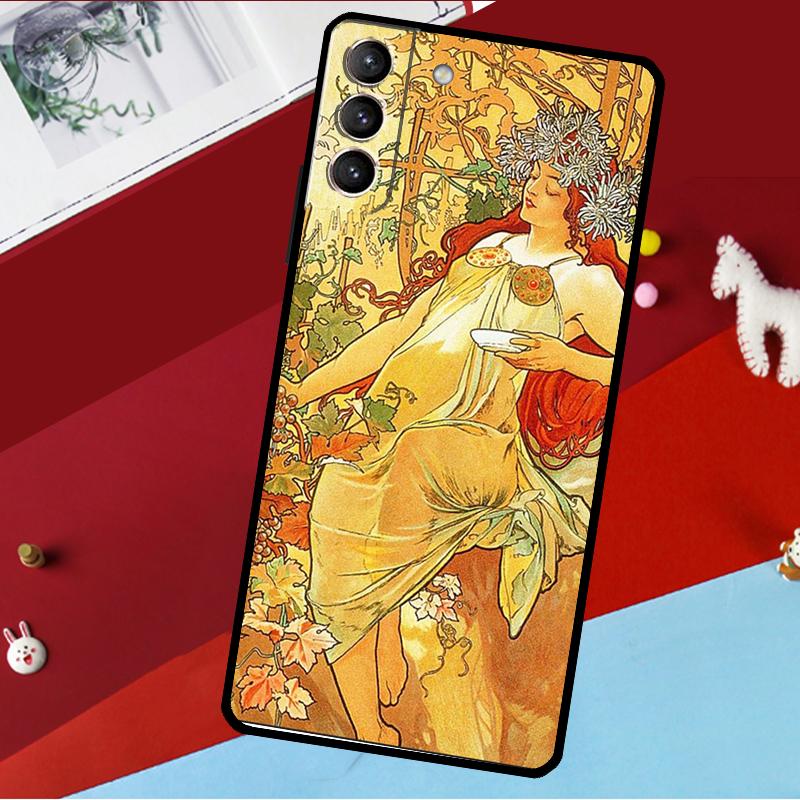 Художественный чехол Альфонса Мухи для Samsung Galaxy S23 S22 S21 Ultra S20 FE S9 S10 Note 10 Plus Note 20 Ultra