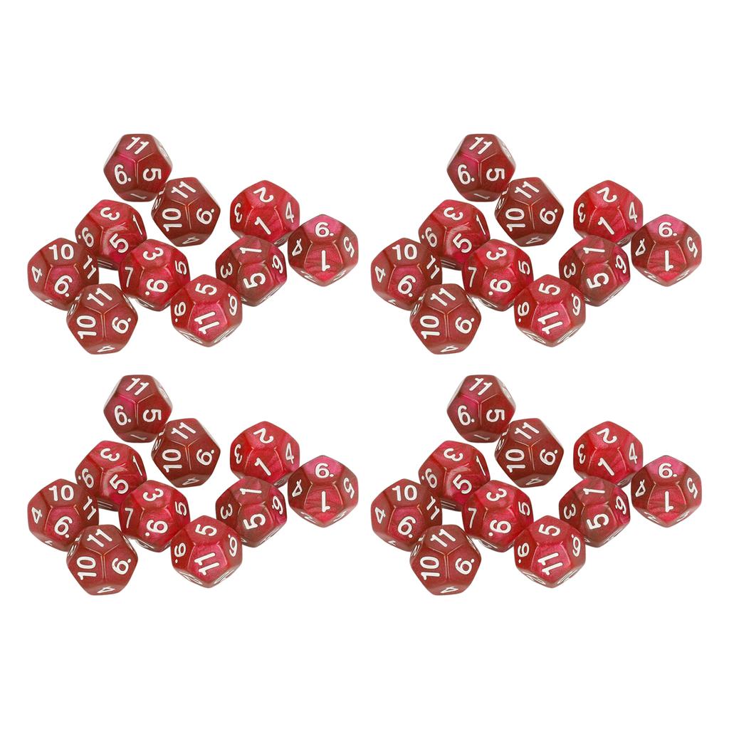 40pcs Polyhedral Dice Clear Numbers Waterproof Prevent Oxidation 12 Sided Dice Set for Game Teaching Red