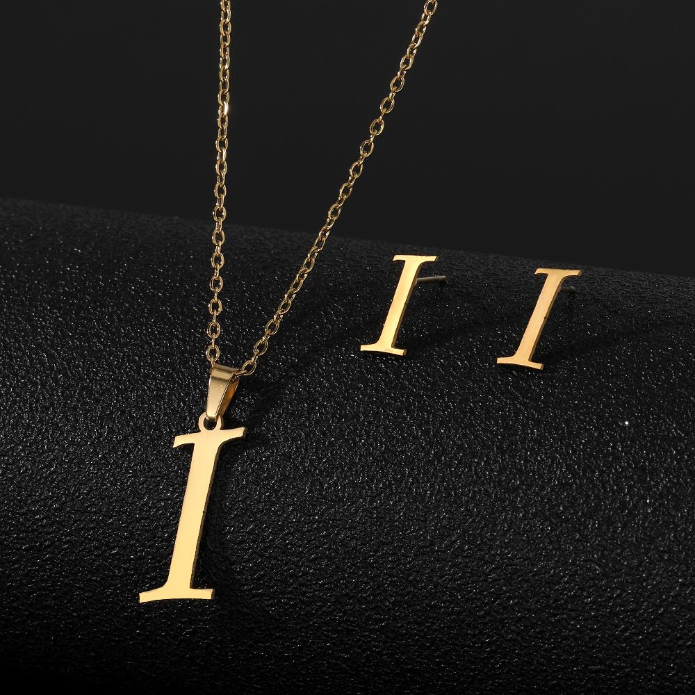 2023 Новые студенческие серьги, милые роскошные серьги-ожерелья, набор серег с буквами AZ, ожерелье, серьги, набор украшений, комплект из трех частей, серьги