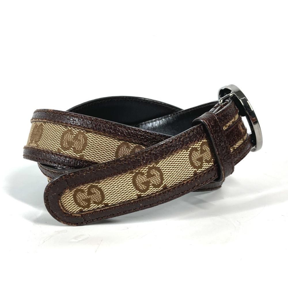 Gucci 114874 Ремень с пряжкой GG, ремень для брюк Ремень GGCanvas/Кожа Бежевый/Коричневый