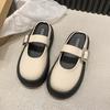 French Thick-soled Shallow Mouth Mary Jane Small Leather Shoes 2025 Summer New Fashion Versatile One-word Buckle Bag Head Half Slippers