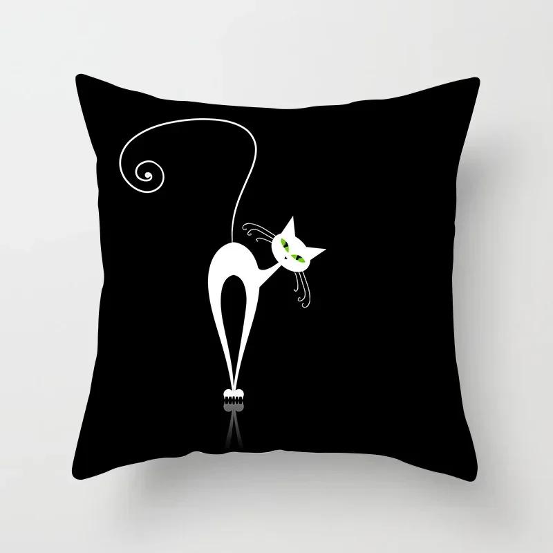 Lovely Cartoon Black Cat Cushion Cover Pillow Cover Sofa Car Home Decoration Room Decoration 45*45cm