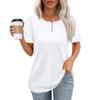 Women's Fashionable Casual Short Sleeve Button Print Round Neck Pullover Top