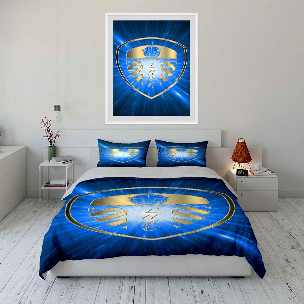 Golden Leeds United emblem. Bedding sets Duvet cover sets Duvet covers Pillowcases(1*Duvet Cover 2*Pillowcases without duvet insert)