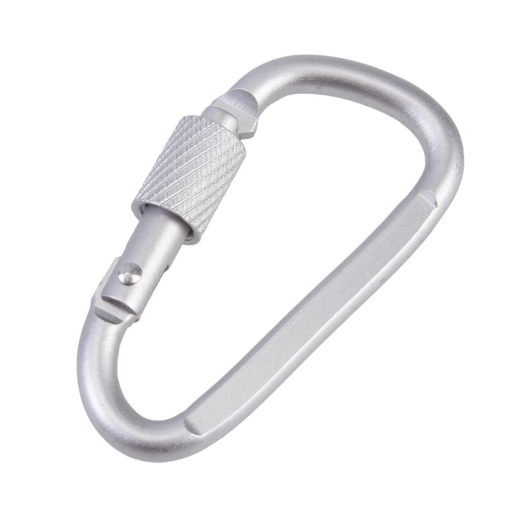 Aluminum Alloy Safety Buckle Keychain With Lock D-shape Carabiner Camping Hiking Hook