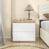 Wood Grain Nightstand with 2 Drawers Spacious Desktop Strong Load-bearing Small Side Table Nightstand Bedroom