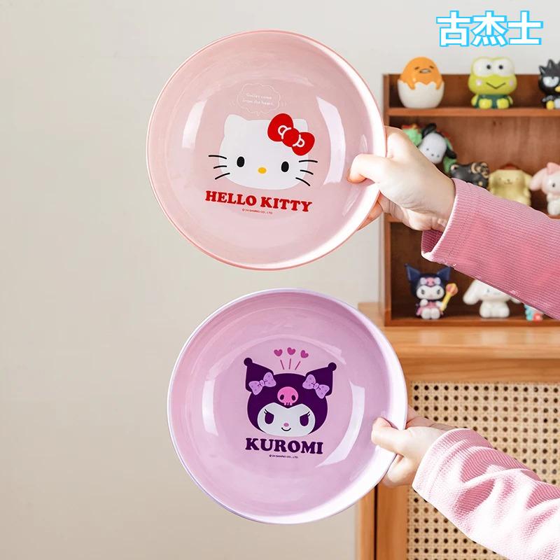 Для Sanrio Аниме Керамическая Тарелка для Закусок Cinnamoroll Kuromi Милый Узор Домашняя Посуда для Ужина Буфета Кухонная Посуда Десертная Тарелка