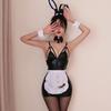 Сексуальное белье лакированная кожа горничная наряд чистое желание униформа двумерная девушка-кролик косплей женщина