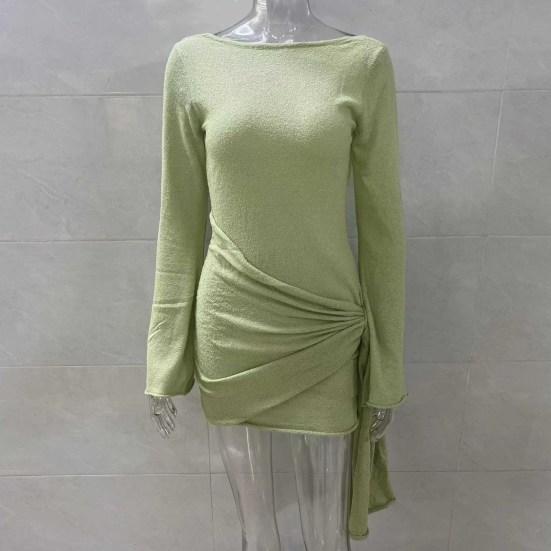 Yousheng женское сексуальное облегающее мини-платье с длинным рукавом и открытой спиной, облегающее платье с круглым вырезом, формальное вечернее платье для клуба