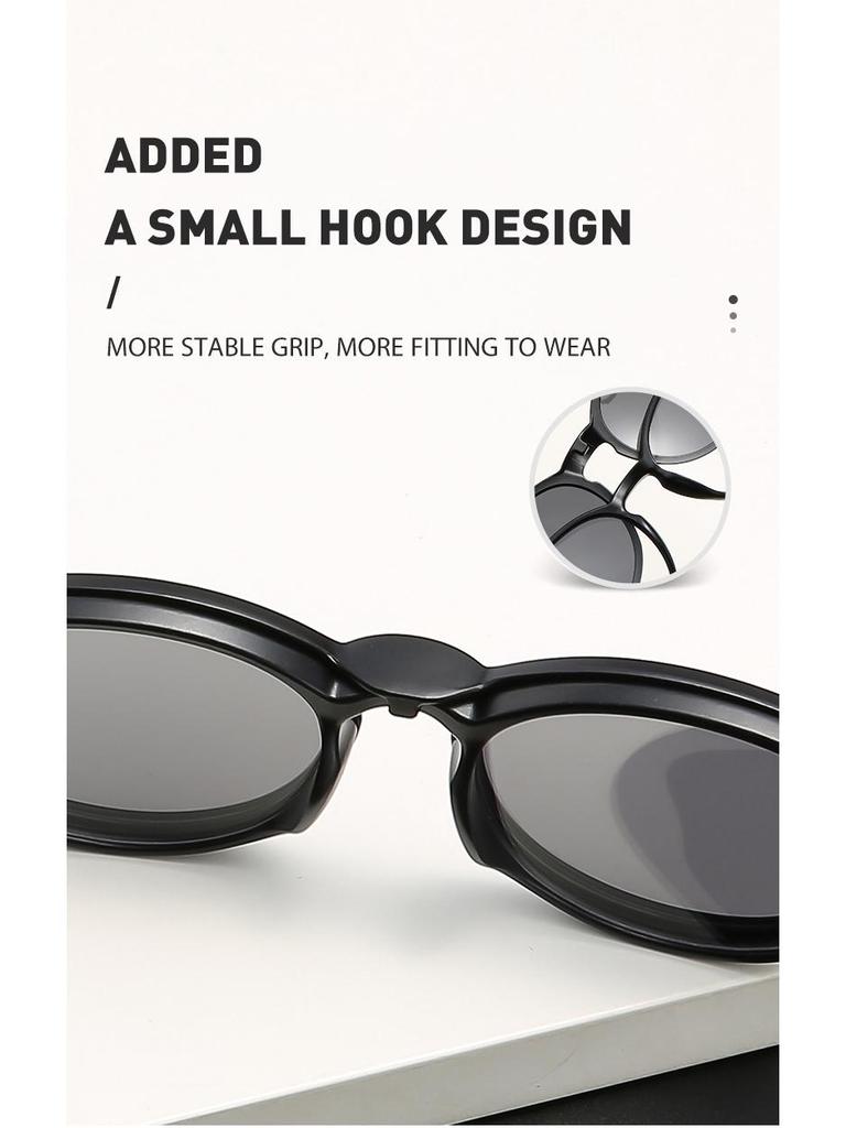Magnetic Round Frame Polarized Clip-on Sunglasses Set for Men & Women - 5 Interchangeable Lenses