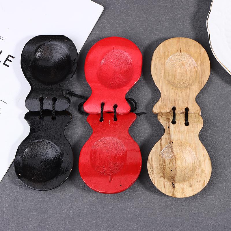 2Pcs Traditional Castanet Wood Spanish Castanets Flamenco Dance Castanets W String Hand Clapper Children Percussion Instrument