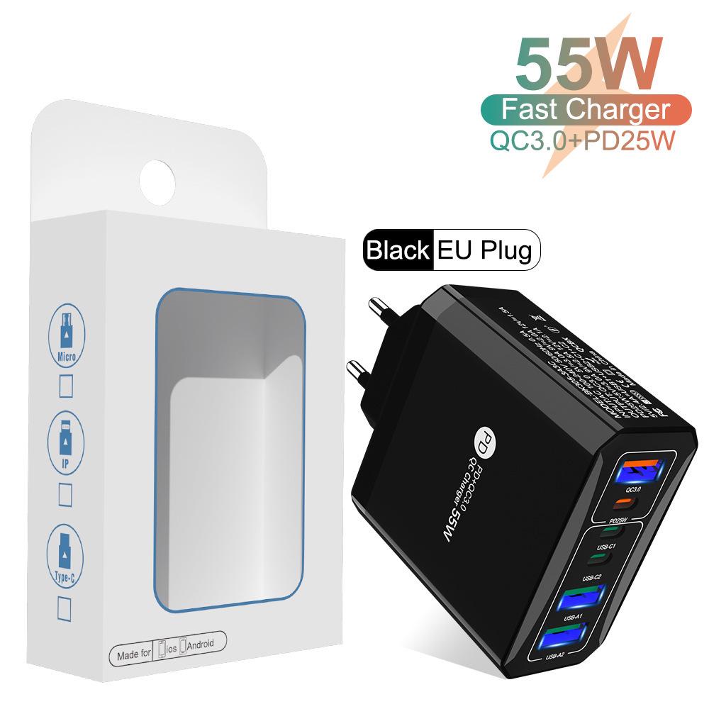 Быстрое зарядное устройство GaN с двумя портами PD65W для компьютеров и планшетов - Адаптер европейского стандарта