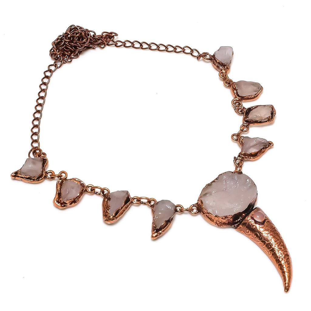 Украшения из розового кварца, Медный гальванопластический кулон, Украшения из драгоценных камней ручной работы, Подарки для жены, Совершенно новый кулон