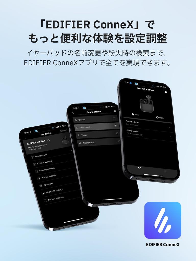 EDIFIER X2 Plus Wireless AI Call Noise Bluetooth Up to 35 Hours of IP54 Low Fast Black In-Ear Earphones, Compact, Reduction, 3.8g, 6.0, Playtime,