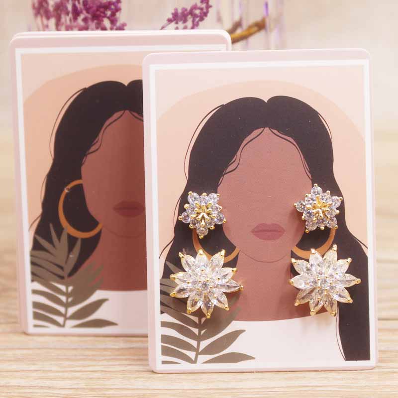 50 шт./лот серьги карты четыре держателя 5x7 см горячая девушка / абстрактная живопись бумажная карта ювелирные аксессуары упаковка карты