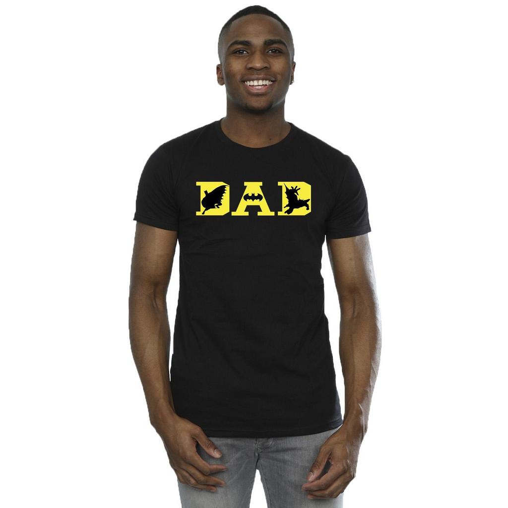 DC Comics Мужская футболка «Бэтмен Папа с иконками летучей мыши»