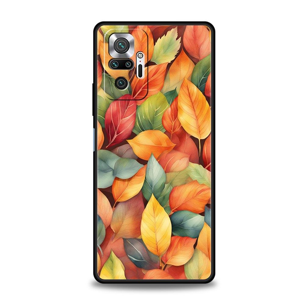 Мультяшный чехол-накладка с листьями для Redmi 14C 10C Note 15 14 13 12 10 11 K40 Pro Plus 5G Ударопрочный мягкий ТПУ корпус Fundas Capas
