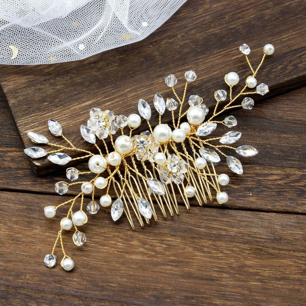 Pearls Rhinestone Leaves Wedding Hairstyles Jewelry Bridal Tiaras Hairbands Girls