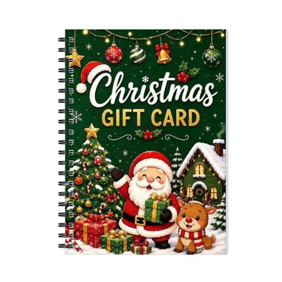 Themed Illustration Gift Organizer Christmas Card Book, 7" x 5" Spiral Bound Merry Creative Holiday Souvenir Book Booklet, Greeting Album Personalized