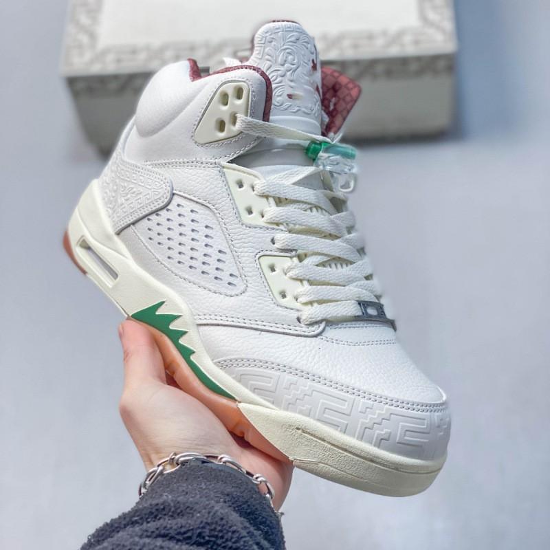 Air 5 Tokyo White Pink NY Oregon Collaboration Reflective Basketball Sneakers Unisex High Top