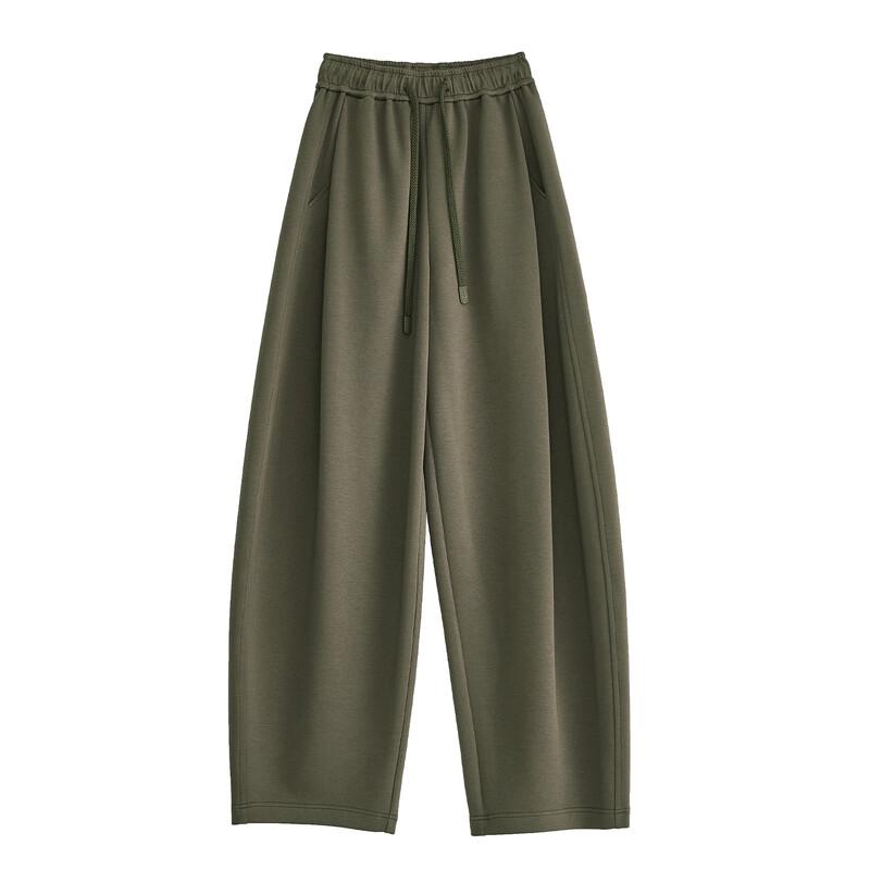 FAESSLIN Green High-Waisted Wide-Leg Sweatpants