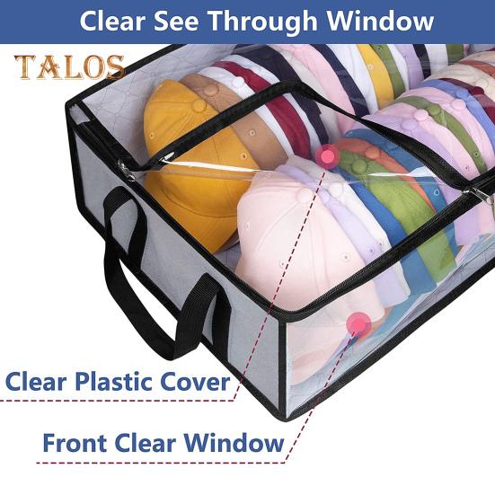Hat Storage Bag Large Capacity Easy Access Holds 40 Baseball Caps Foldable with Sturdy Handles Transparent Hat Organizer Bag Home Use