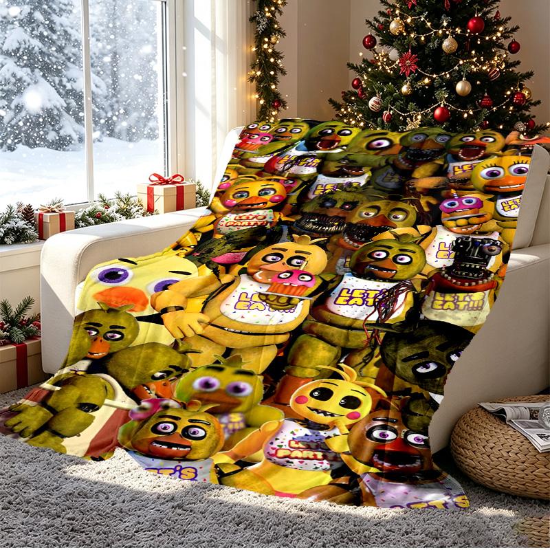 Five Nights at Freddy's Pattern Blanket for Home Decoration, Bed, Sofa, Car Travel, Camping, Suitable for All Seasons, Birthday Christmas Gift