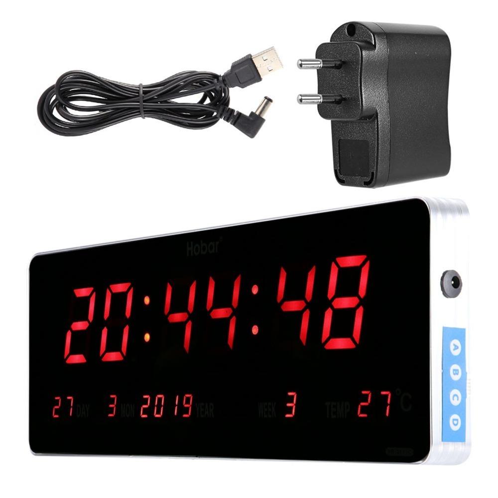 LED Screen Digital Clock Red Number Wall Hanging Clock Convenient Desktop Clock Bedroom