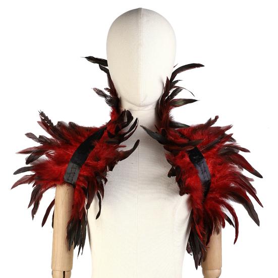 Faux Feather Shawl Shoulder Wrap Cape Soft Adjustable Retro Gothic Collar Cosplay Party Stage Performance Faux Feather Scarf Dancer Costume